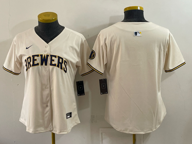 Women 2026 Milwaukee Brewers blank cream Game Nike MLB Jersey 0931005->->Women Jersey